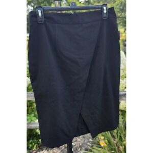 IZ Byer Skirt Size 7 Black Knee Length Pencil Front Slit - New With Tag